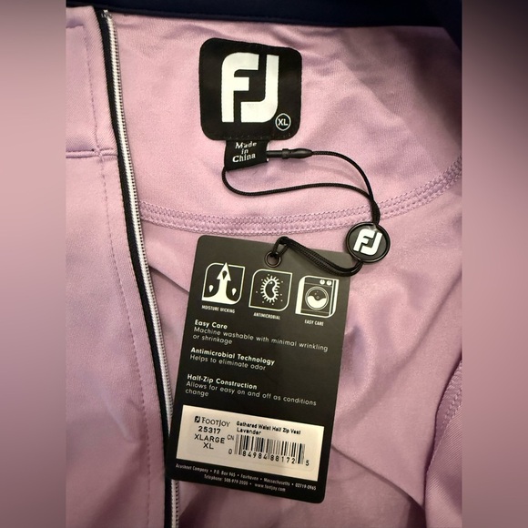 NWT FJ FootJoy Men’s Lavender Gathered Waist Half Zip Golf Vest - Size XL - Picture 5 of 7